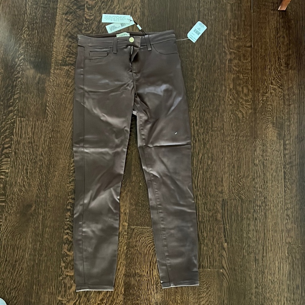 L’AGENCE jeans in a coated leather